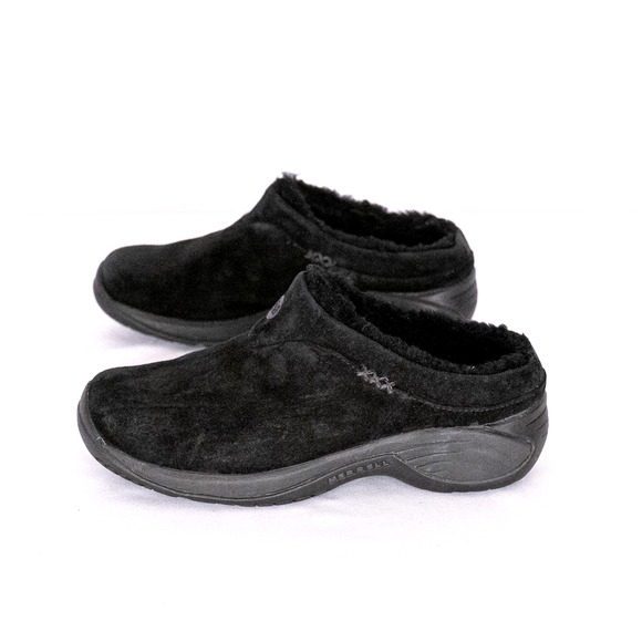 Merrell Women's Encore Ice Suede Clogs Size 6 Black Comfort Casual Winter Cozy - Picture 4 of 8